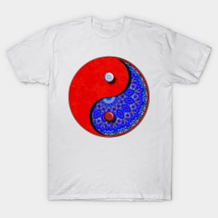 Blue And Gold And RedYing Yang Symbol T-Shirt